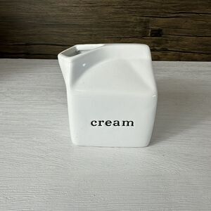 Crate & Barrel CREAM White Ceramic Farmhouse Milk Carton Creamer